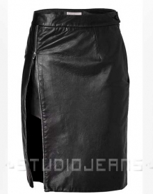 Scalloped Leather Skirt - # 476