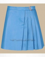 Semi Pleated Leather Skirt - # 487