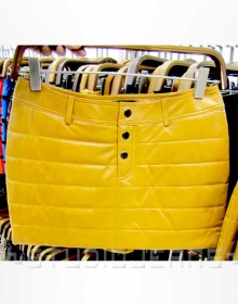 Pompom Leather Skirt - # 478
