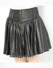 Sauvage Flare Leather Skirt - # 418