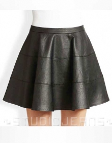 Sculpted Flare Leather Skirt - # 440
