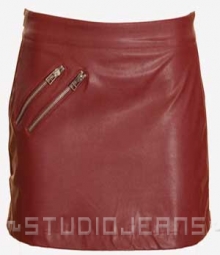 Zipper Leather Mini Skirt