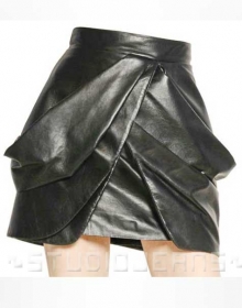 French Drape Flare Leather Skirt - # 438