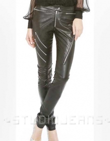 Crazy Zipper Leather Pants