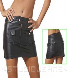 Flap Pocket Leather Skirt - # 122