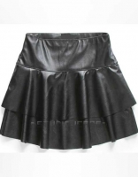 Baseball Flare Leather Skirt - # 482