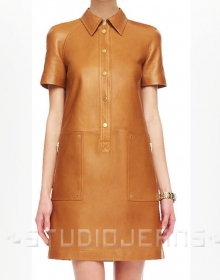 Renee Leather Shirt Dress - # 764
