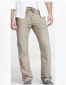 Drawstring Cotton Pants with Cargo Pockets