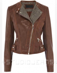 Tweed Leather Combo Jacket # 264