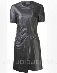 Exposed Zip Leather Dress - # 774