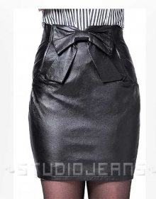Bow Front Leather Skirt - # 412